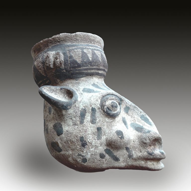 A Chancay vessel as a lama head